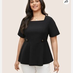 BloomChic Square Neck Waist Tab Gathered Blouse us12